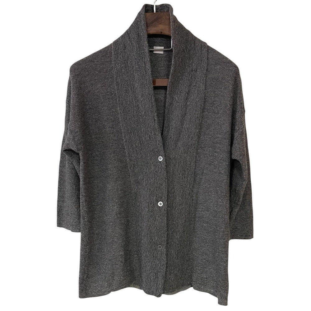 Anthropologie Poetry Gray Marled Baby Alpaca Cotton Button Up Cardigan Granny 16